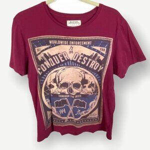 Burton Menswear London Graphic T-Shirt Burgundy Size Medium Short Sleeve Graphic